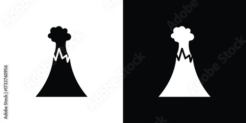Volcano icon illustration element design. black glyph icons
