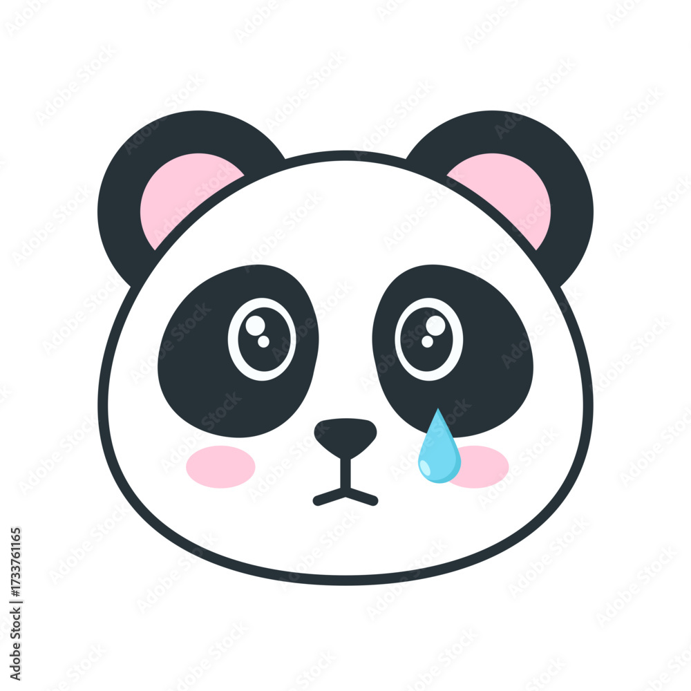 Fototapeta premium Cute Sad Panda Face with a Tear Dropping Down Its Cheek - Expressing Sadness and Emotion