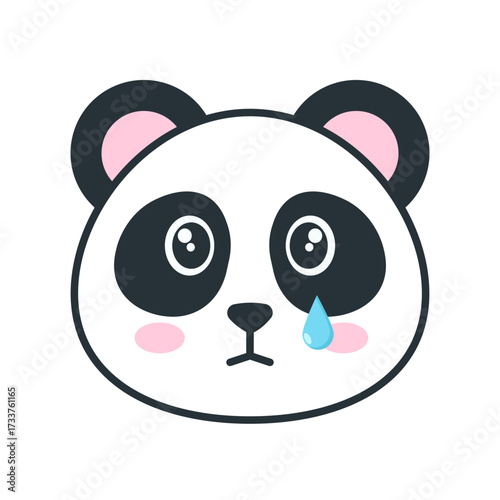 Cute Sad Panda Face with a Tear Dropping Down Its Cheek - Expressing Sadness and Emotion