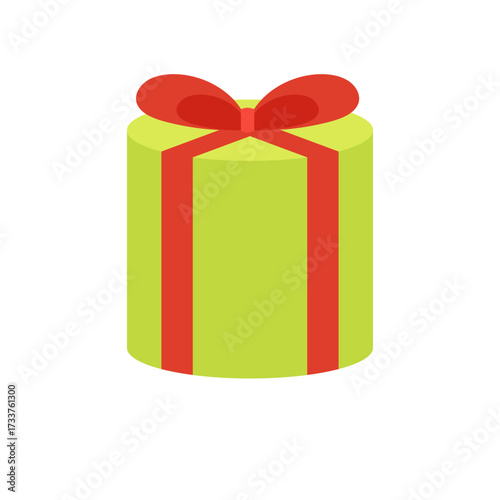 A cheerful green gift box adorned with a vibrant red ribbon and bow, symbolizing joy and anticipation for any special occasion or thoughtful gesture of appreciation