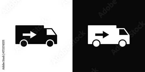 Truck arrow icon illustration element design. black glyph icons