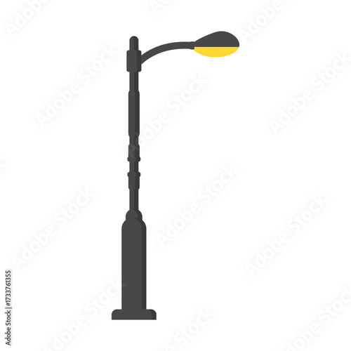 Modern urban street lights design illustration, casting a warm yellow glow, perfect for city infrastructure and public spaces