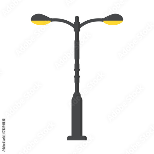 Modern urban street lights in a clean and simple flat design vector illustration, perfect for city planning, public infrastructure, and illumination concepts