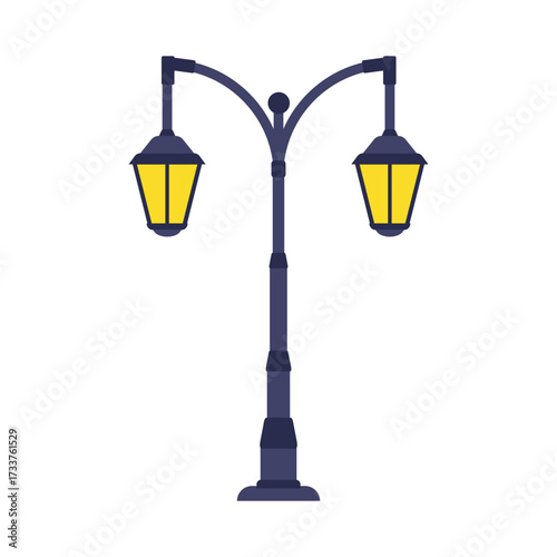 Vintage Street lights A Flat Vector Illustration of an Old-fashioned Lamp Post