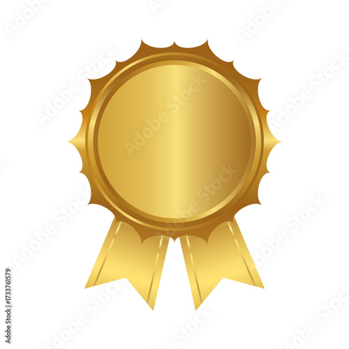 Gold award ribbon with copy space for text and graphics, ideal for recognition and achievement