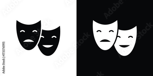 Theater masks icon illustration element design. black glyph icons
