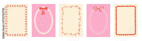 Set of decorative hand-drawn frames and borders in a charming doodle style for greeting cards, invitations, and photo framing concepts, vector illustration.