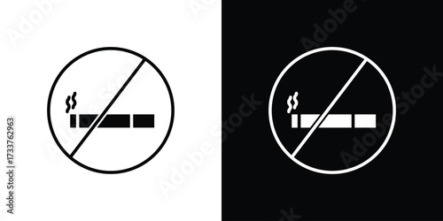 Smoking ban icon illustration element design. black glyph icons