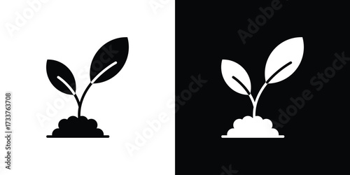 Seedling icon illustration element design. black glyph icons