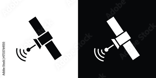 Satellite icon illustration element design. black glyph icons