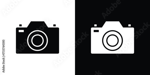 Retro camera icon illustration element design. black glyph icons