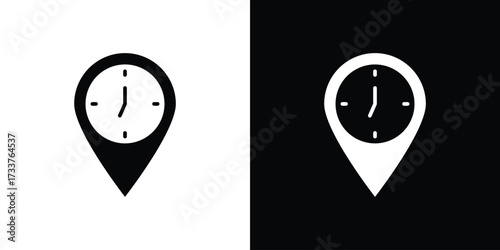 Real time location icon illustration element design. black glyph icons