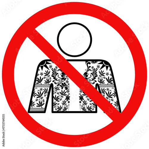 No tattoos sign. People with tattoos are not allowed to enter. Flat vector illustration design isolated on white background.
