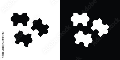 Puzzle pieces icon illustration element design. black glyph icons