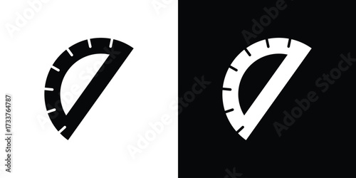 Protractor icon illustration element design. black glyph icons