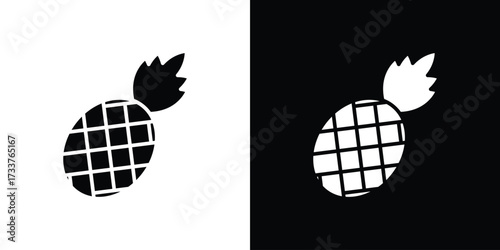 Pineapple icon illustration element design. black glyph icons