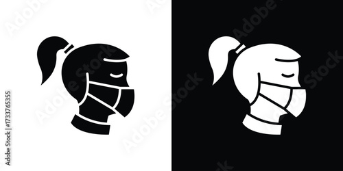 Person in mask icon illustration element design. black glyph icons