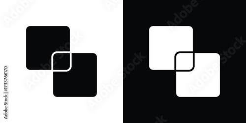 Object intersect icon illustration element design. black glyph icons