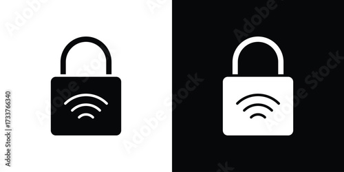 Nfc lock icon illustration element design. black glyph icons