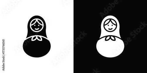Nesting dolls icon illustration element design. black glyph icons
