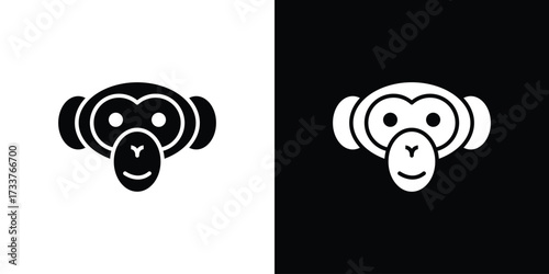 Monkey icon illustration element design. black glyph icons