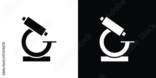 Microscope icon illustration element design. black glyph icons