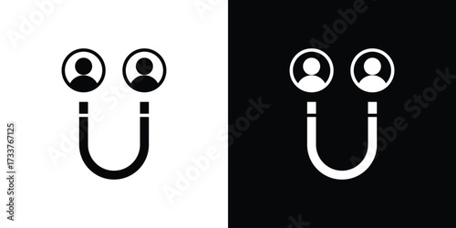 Magnet user icon illustration element design. black glyph icons