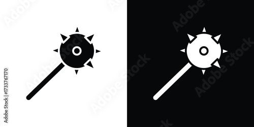 Mace icon illustration element design. black glyph icons