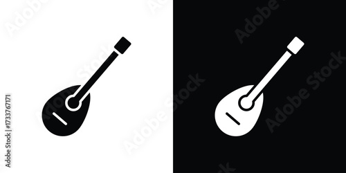 Mandolin icon illustration element design. black glyph icons