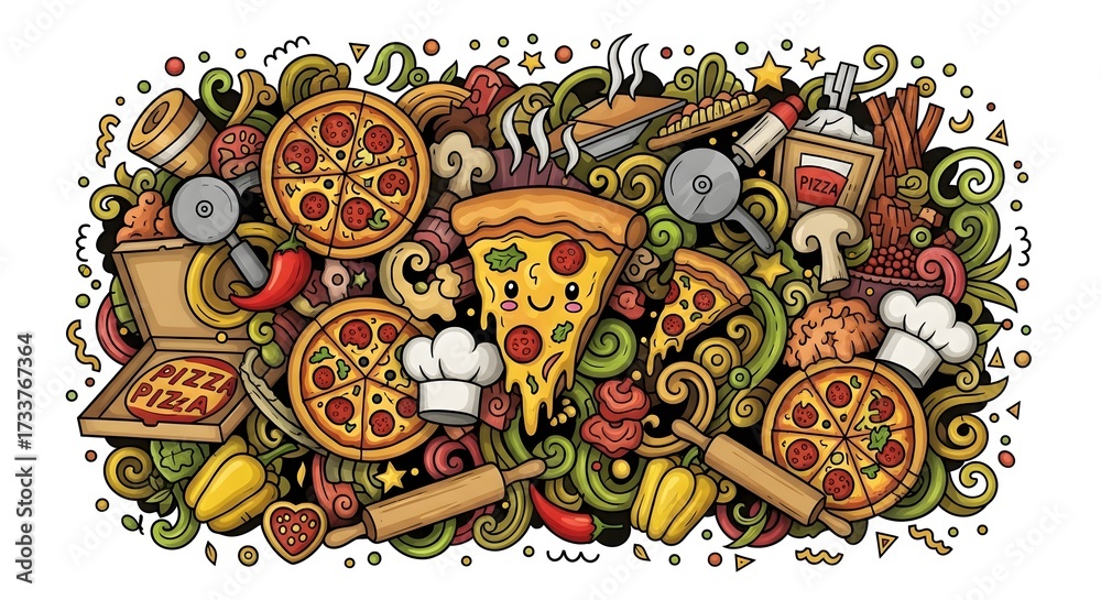 Fototapeta premium pizza doodle