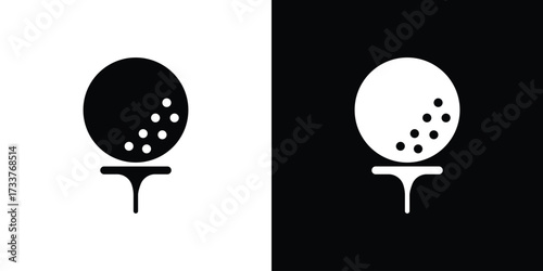 Golf ball icon illustration element design. black glyph icons