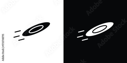 Flying disc icon illustration element design. black glyph icons