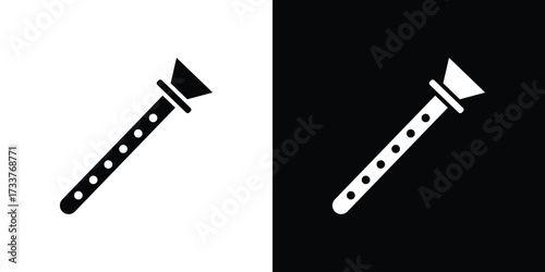 Flute icon illustration element design. black glyph icons