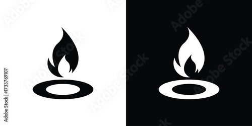 Fire burner icon illustration element design. black glyph icons