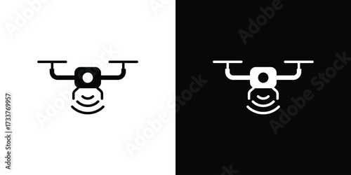 Drone icon illustration element design. black glyph icons