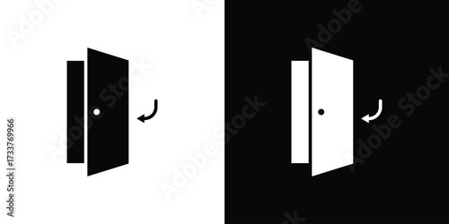 Door closed icon illustration element design. black glyph icons