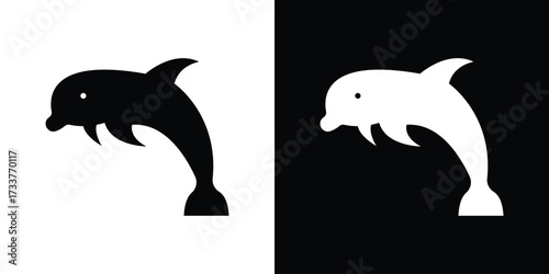 Dolphin icon illustration element design. black glyph icons