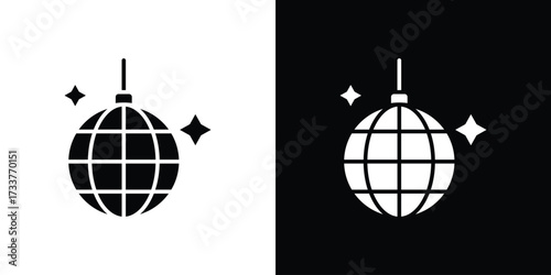 Disco ball icon illustration element design. black glyph icons