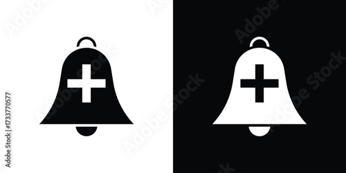 Cowbell circle plus icon illustration element design. black glyph icons