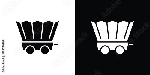 Covered wagon icon illustration element design. black glyph icons