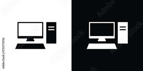 Computer icon illustration element design. black glyph icons