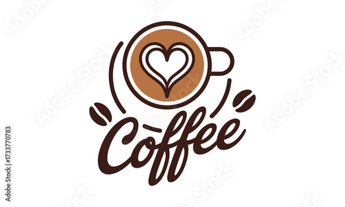 Charming coffee logo featuring heart latte art and coffee beans for beverage brands