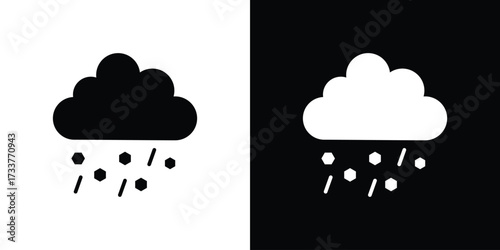 Cloud hail icon illustration element design. black glyph icons