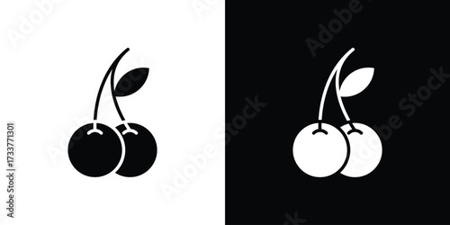 Cherry icon illustration element design. black glyph icons
