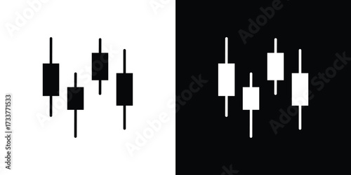 Chart candlestick icon illustration element design. black glyph icons