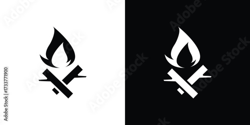 Campfire icon illustration element design. black glyph icons