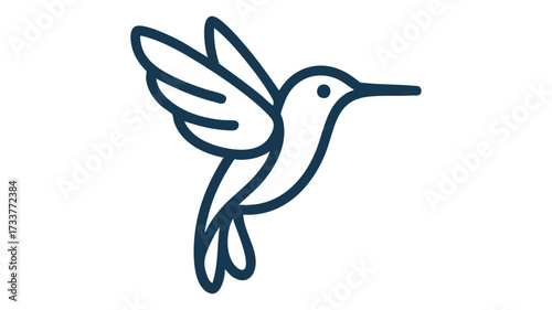 Simple line art hummingbird logo icon minimalist bird flying silhouette creative design