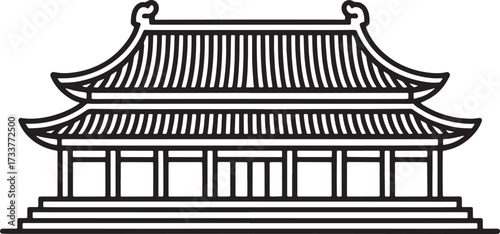 Japanese Temple Pagoda Asia Traditional Building Silhouette Vector Icon Travel Landmark