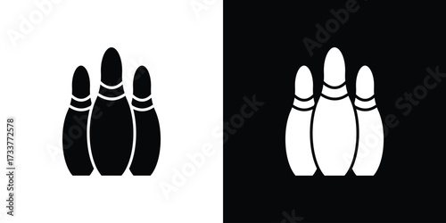 Bowling pins icon illustration element design. black glyph icons