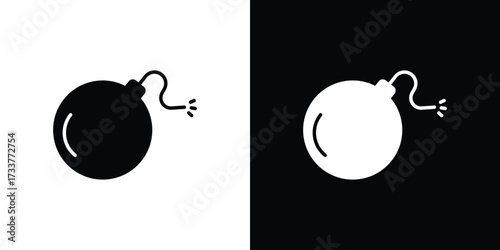 Bomb icon illustration element design. black glyph icons